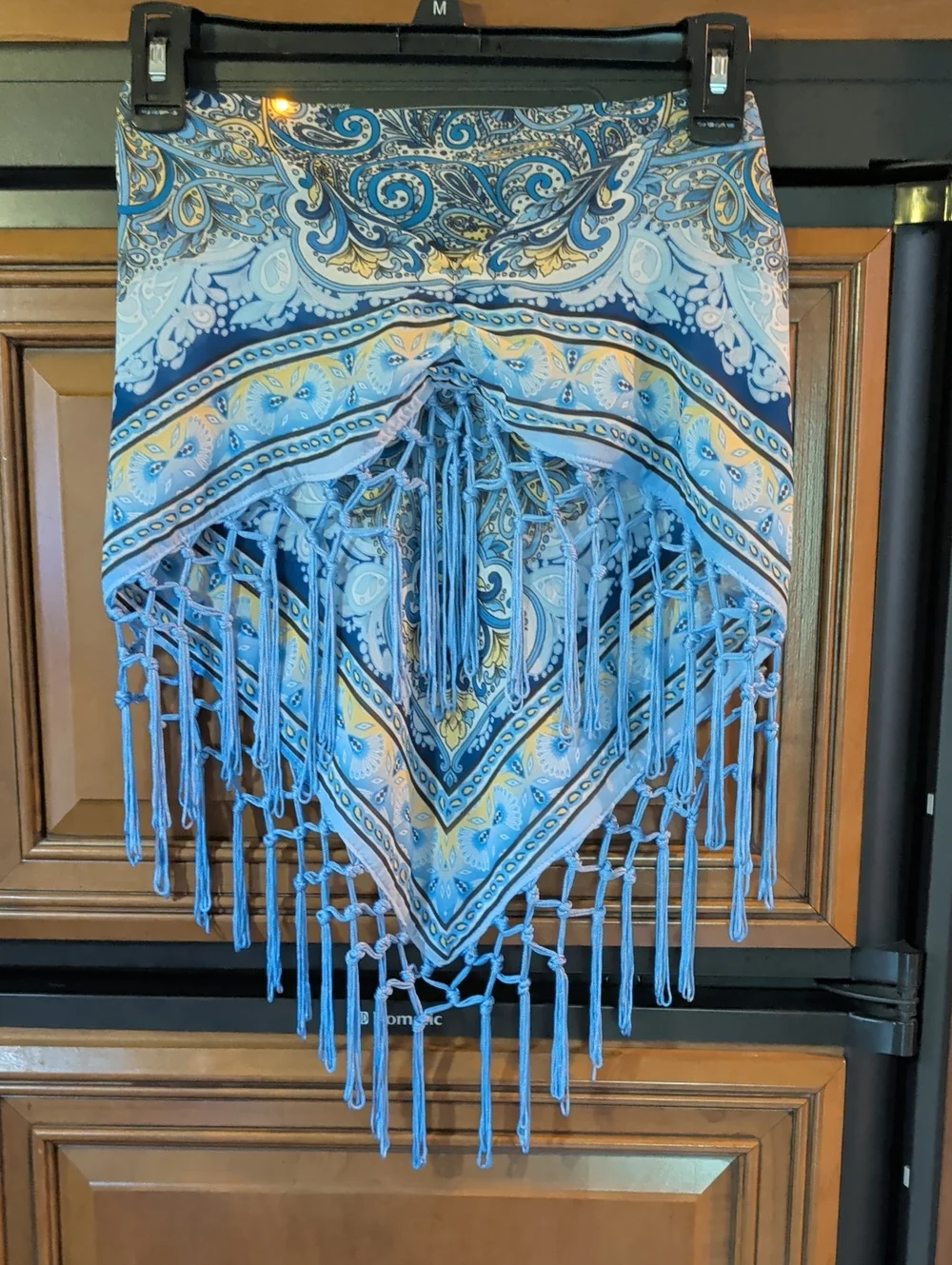 Boho Blue Tassel Scarf Tube Top - Unbranded